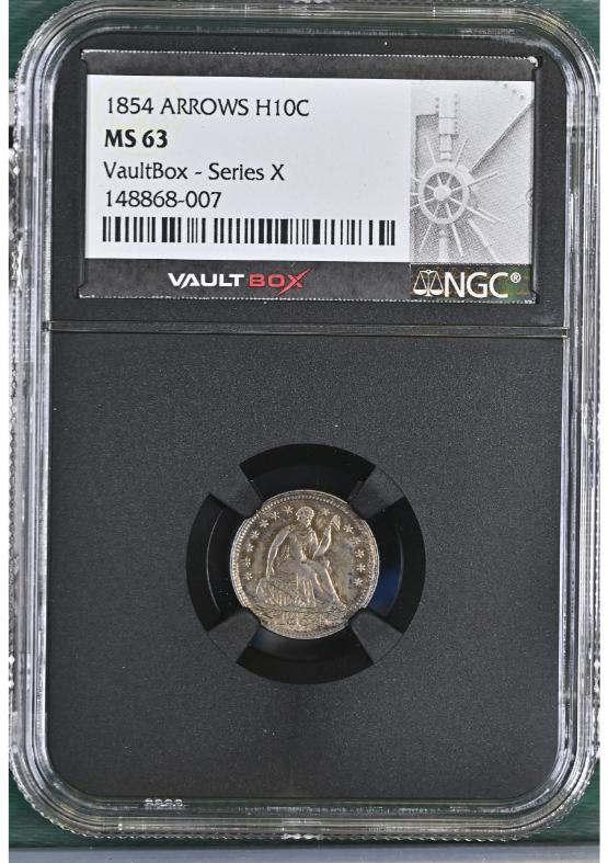 1854 ARROWS H10C NGC MS63 FRONT