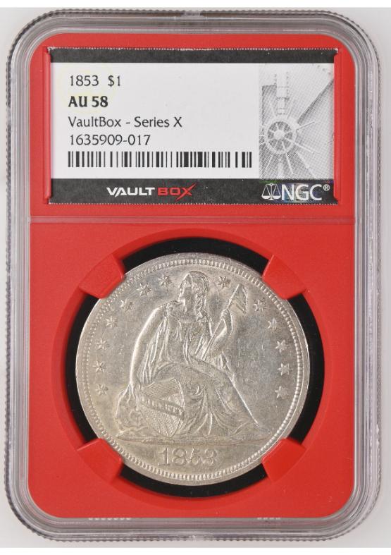 1853 $1 NGC AU58 FRONT