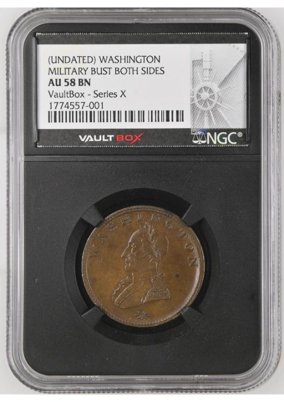 (UNDATED) WASHINGTON 1C MILITARY BUST BOTH SIDES NGC AU58BN FRONT