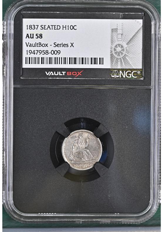 1837 SEATED H10C NGC AU58 FRONT