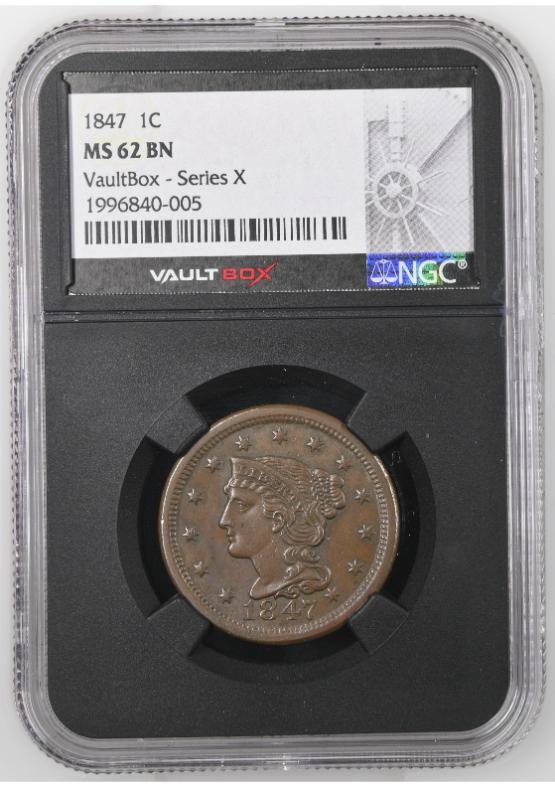 1847 1C NGC MS62BN FRONT