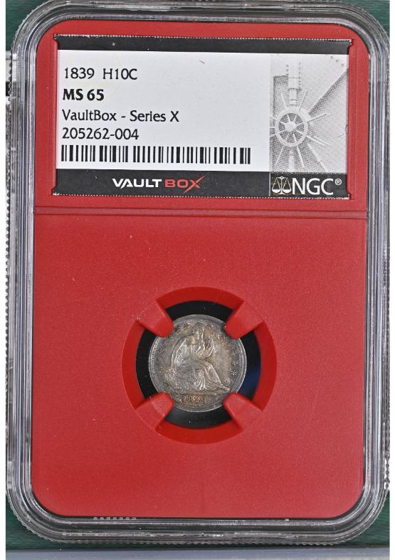 1839 H10C NGC MS65 FRONT