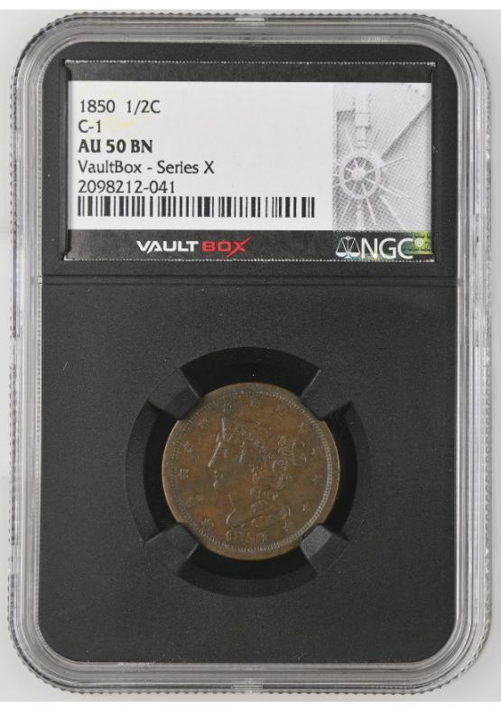1850 1/2C C-1 NGC AU50BN FRONT