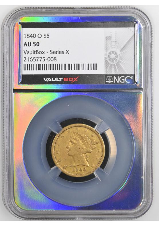 1840-O G$5 NGC AU50 FRONT