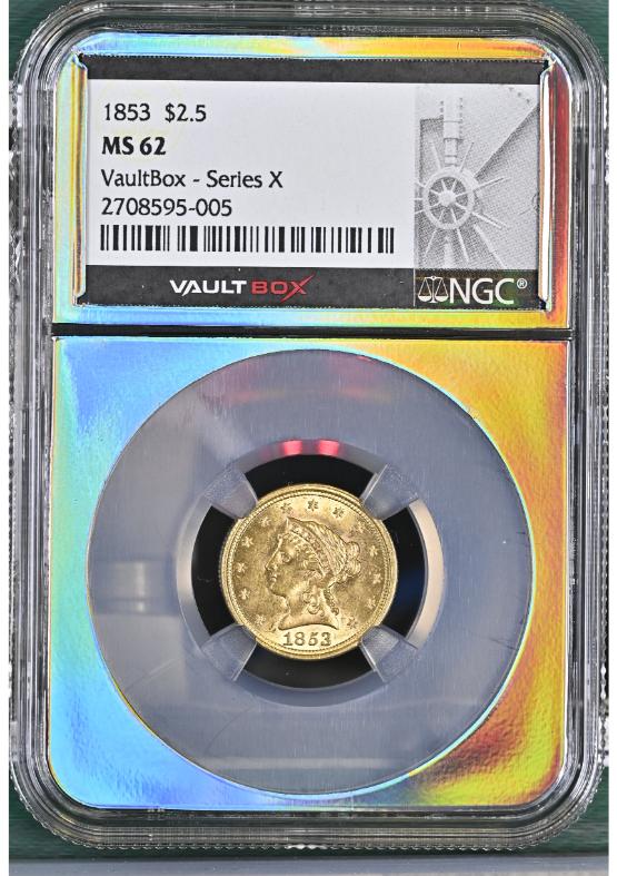 1853 G$2.5 NGC MS62 FRONT
