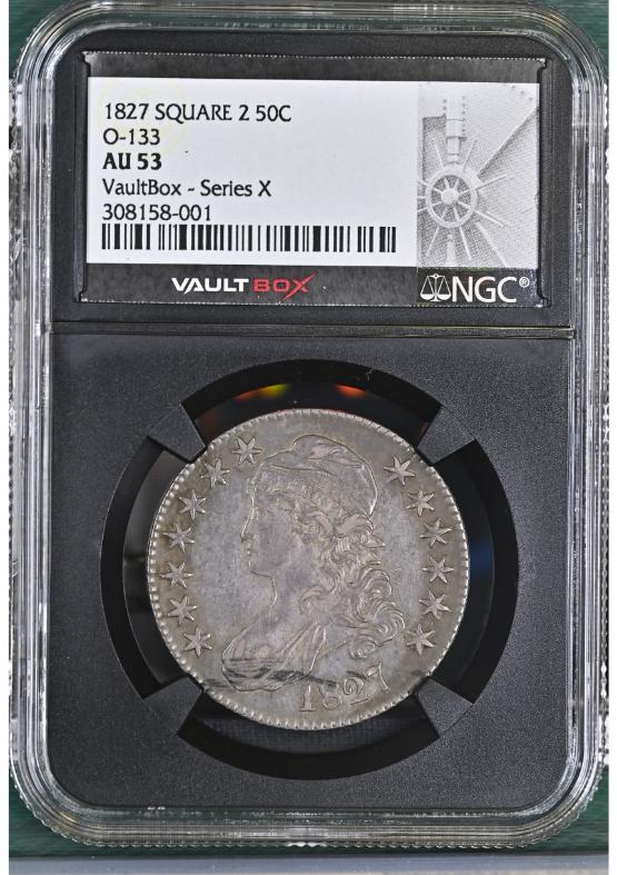 1827 SQUARE 2 50C O-133 NGC AU53 FRONT