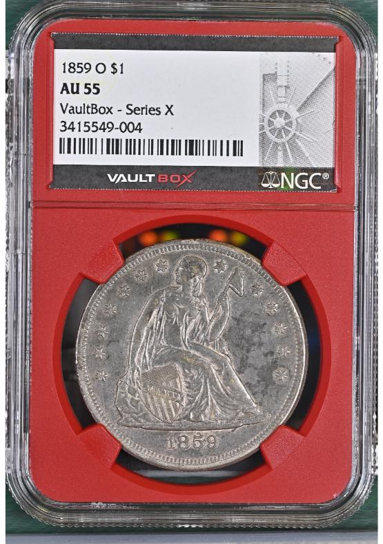 1859-O $1 NGC AU55 FRONT