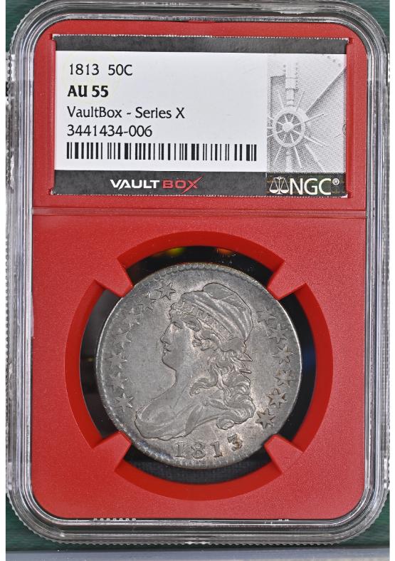 1813 50C NGC AU55 FRONT