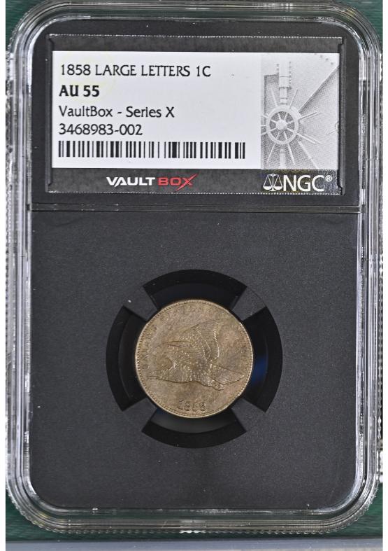 1858 LARGE LETTERS 1C NGC AU55 FRONT