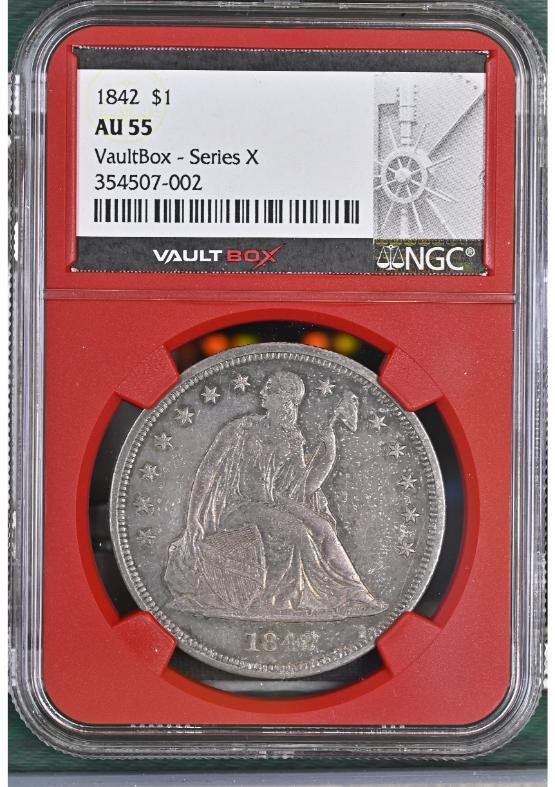 1842 $1 NGC AU55 FRONT