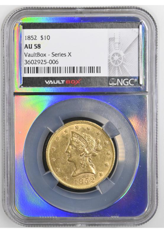 1852 G$10 NGC AU58 FRONT