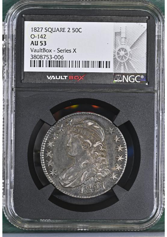 1827 SQUARE 2 50C O-142 NGC AU53 FRONT