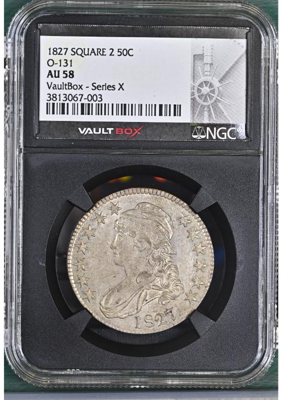 1827 SQUARE 2 50C O-131 NGC AU58 FRONT