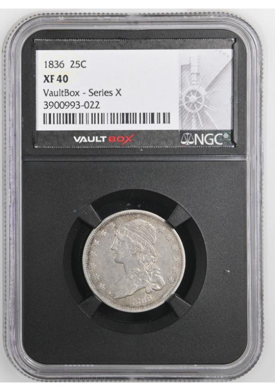 1836 25C NGC XF40 FRONT