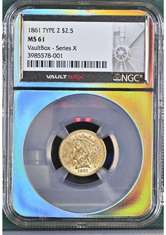 1861 TYPE 2 G$2.5 NGC MS61 FRONT
