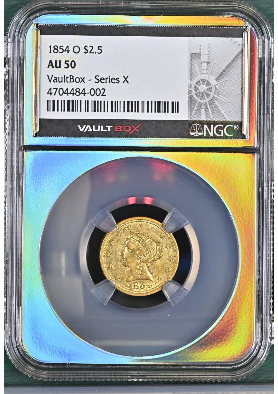1854-O G$2.5 NGC AU50 FRONT