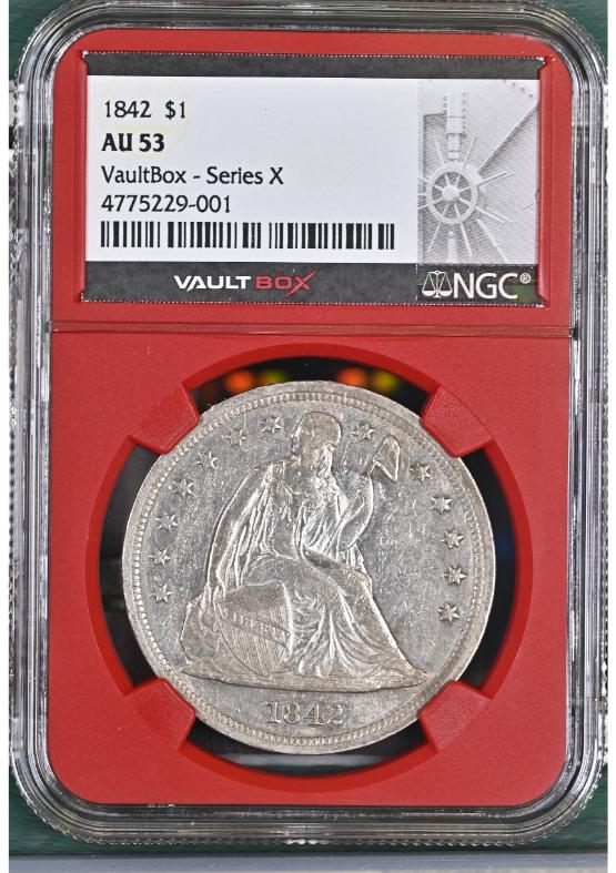 1842 $1 NGC AU53 FRONT