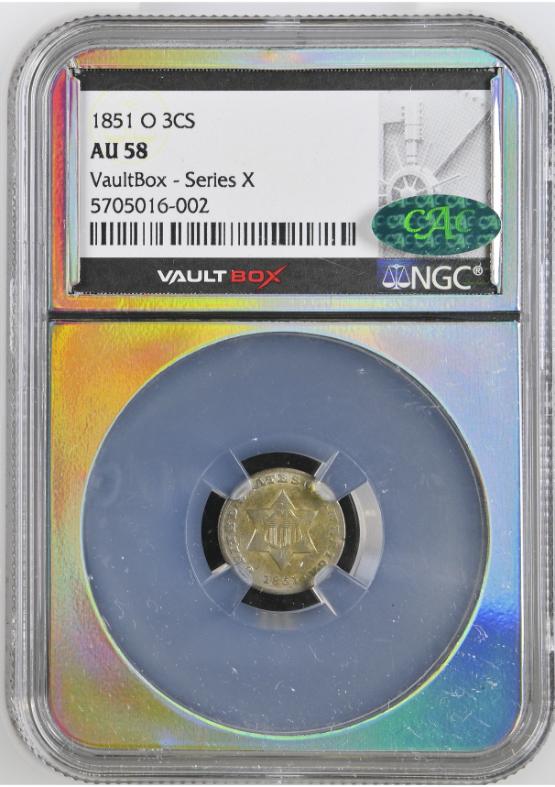 1851-O 3CS NGC AU58 CAC Toner FRONT