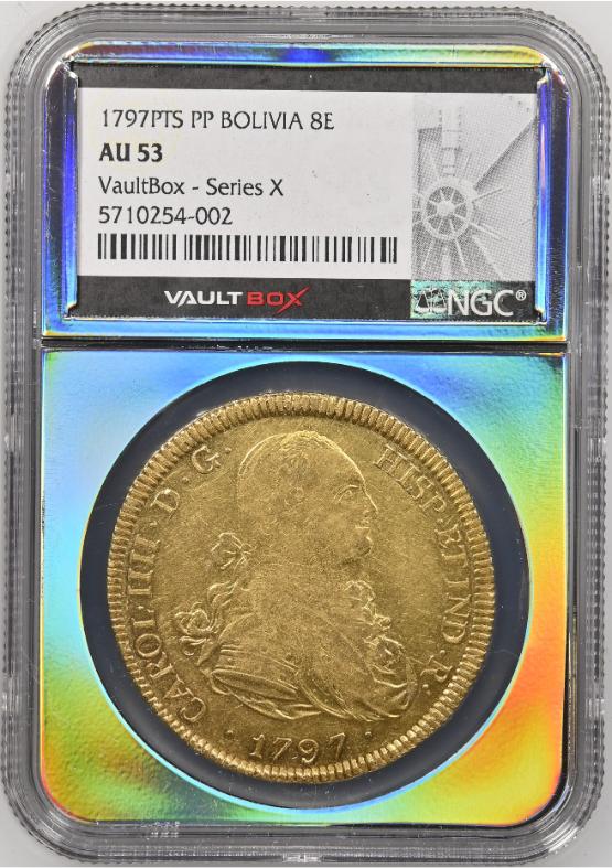 1797PTS PP BOLIVIA 8E NGC AU53 FRONT