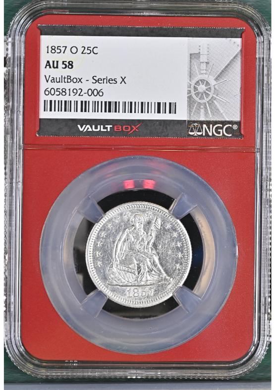 1857-O 25C NGC AU58 FRONT