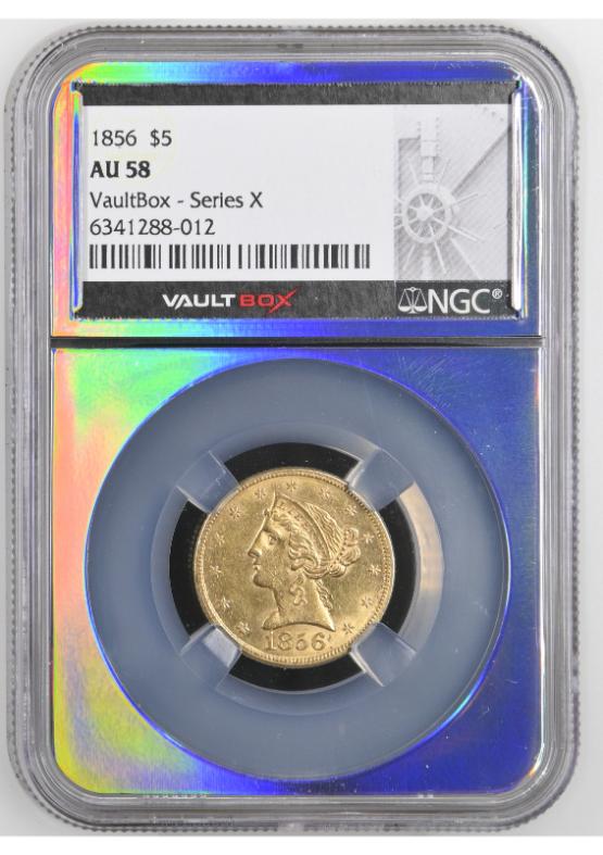 1856 G$5 NGC AU58 FRONT