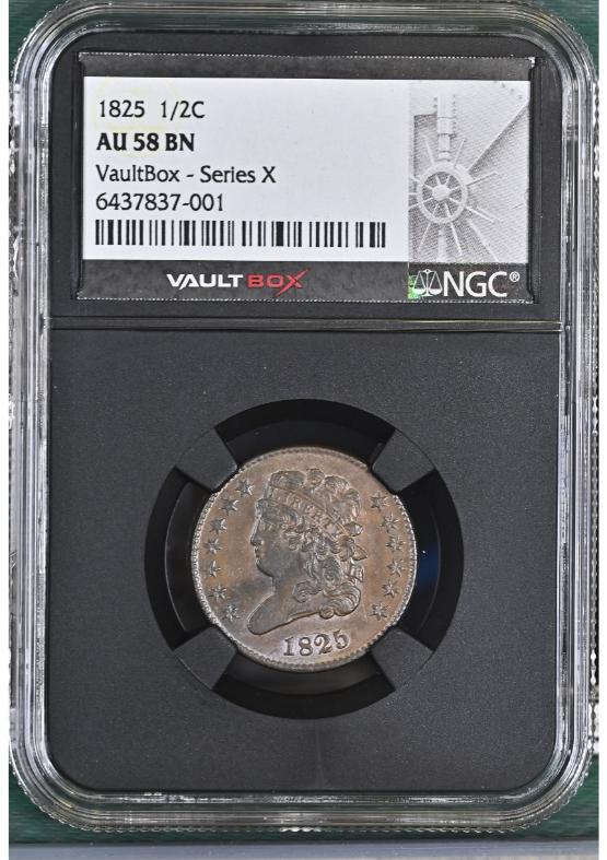 1825 1/2C NGC AU58BN FRONT