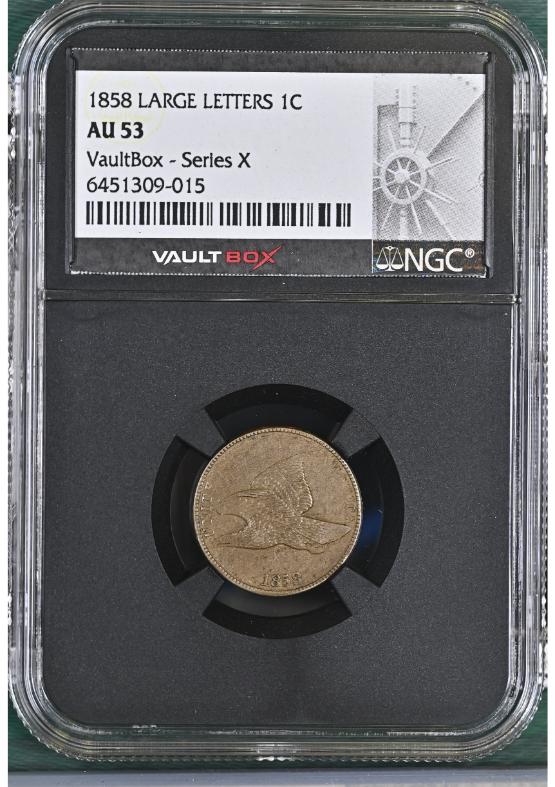 1858 LARGE LETTERS 1C NGC AU53 FRONT
