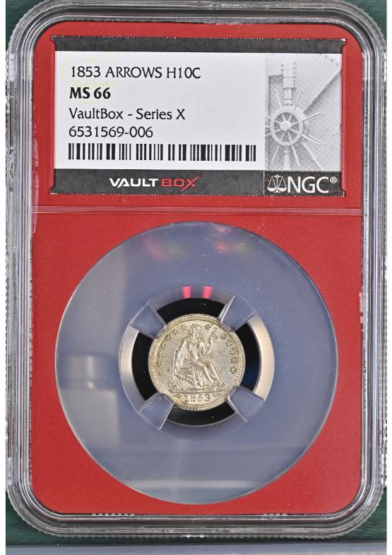 1853 ARROWS H10C NGC MS66 FRONT