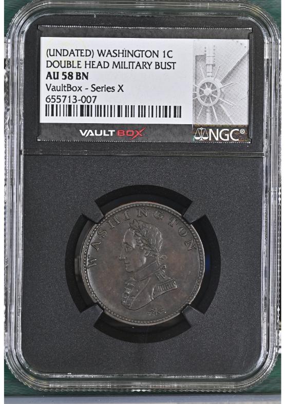 (UNDATED) WASHINGTON 1C DOUBLE HEAD MILITARY BUST NGC AU58BN FRONT