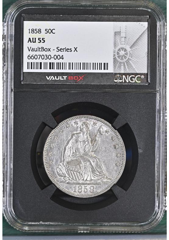 1858 50C NGC AU55 FRONT