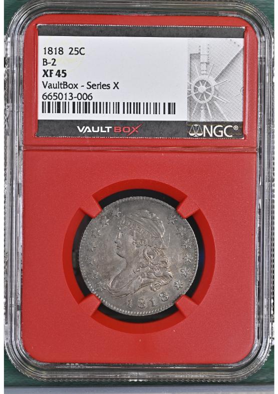 1818 25C B-2 NGC XF45 FRONT