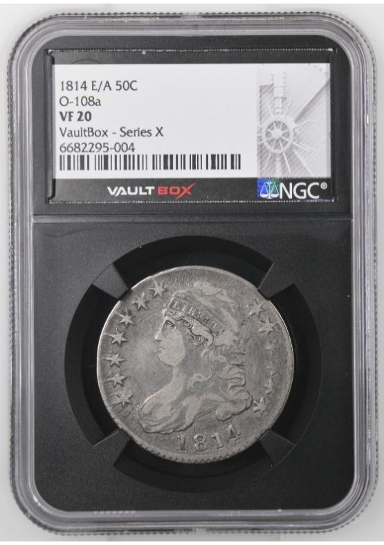 1814 E/A 50C O-108a NGC VF20 FRONT