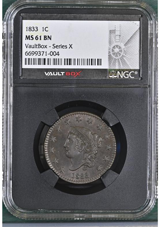 1833 1C NGC MS61BN FRONT