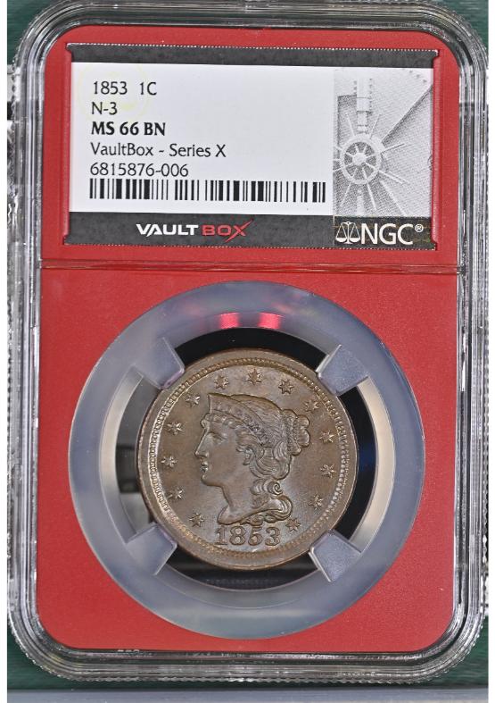 1853 1C N-3 NGC MS66BN FRONT