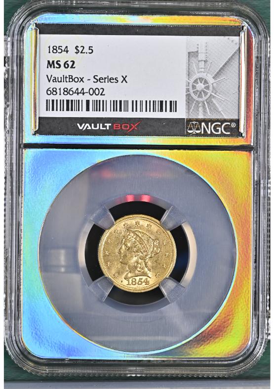 1854 G$2.5 NGC MS62 FRONT
