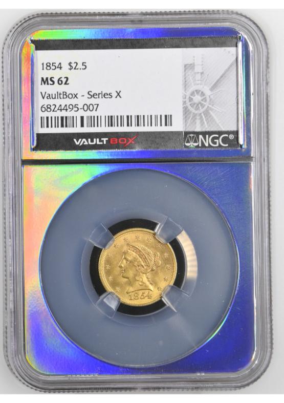 1854 G$2.5 NGC MS62 FRONT