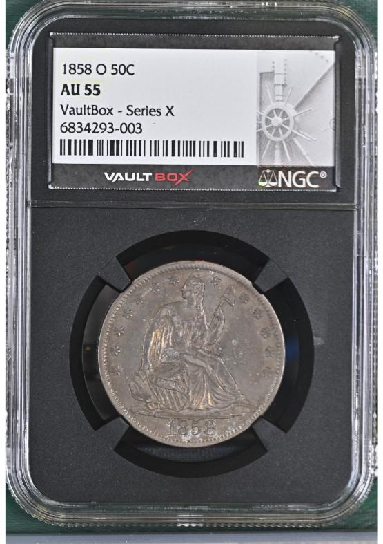 1858-O 50C NGC AU55 FRONT