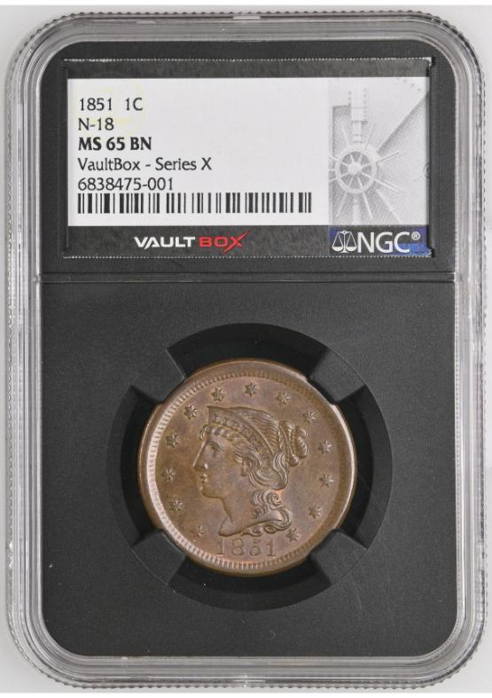 1851 1C N-18 NGC MS65BN FRONT