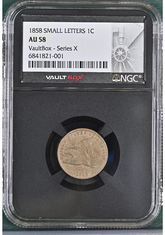 1858 SMALL LETTERS 1C NGC AU58 FRONT