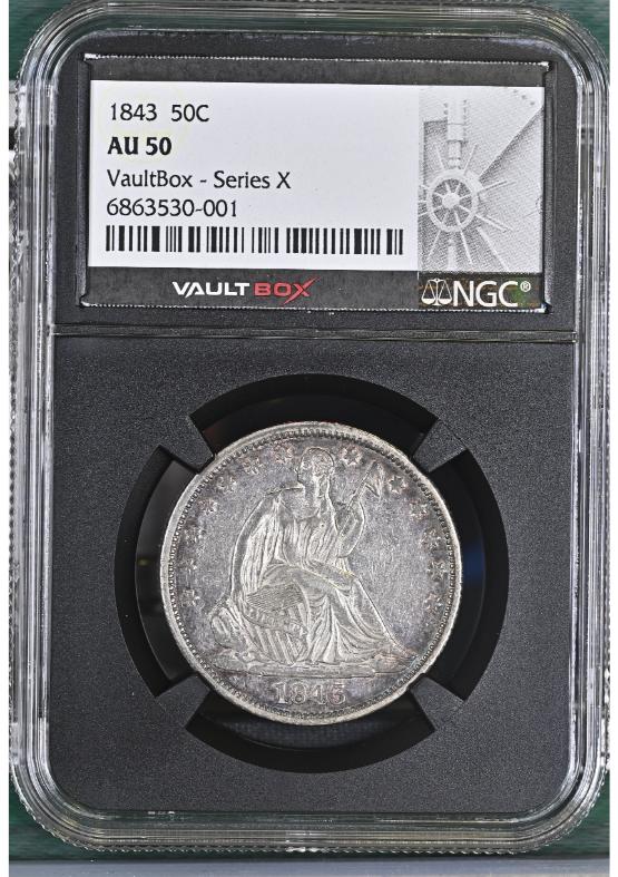 1843 50C NGC AU50 FRONT