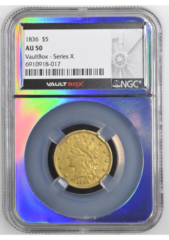 1836 G$5 NGC AU50 FRONT