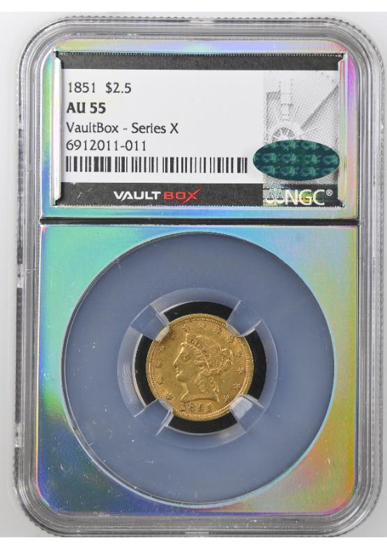 1851 G$2.5 NGC AU55 CAC FRONT