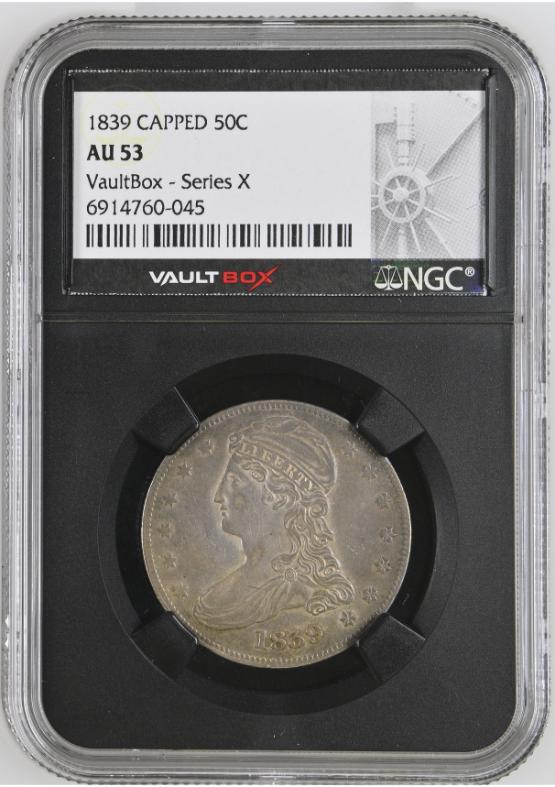 1839 CAPPED 50C NGC AU53 FRONT