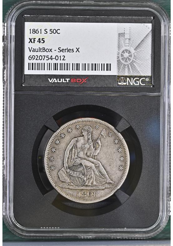 1861-S 50C NGC XF45 FRONT