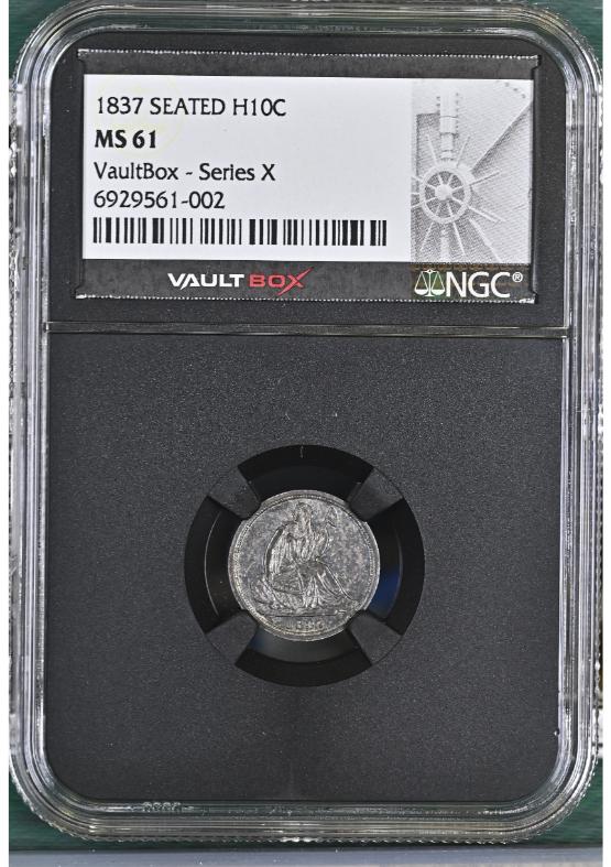 1837 SEATED H10C NGC MS61 FRONT