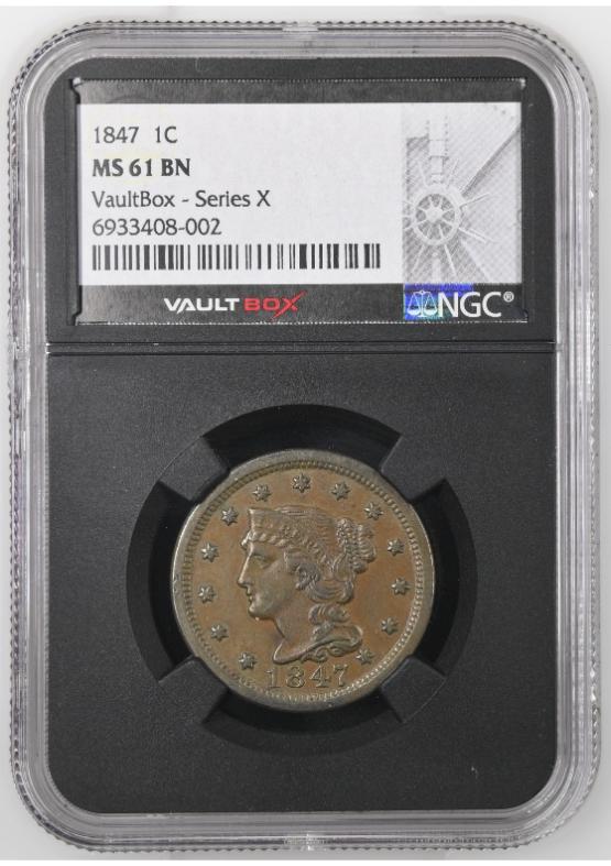 1847 1C NGC MS61BN FRONT