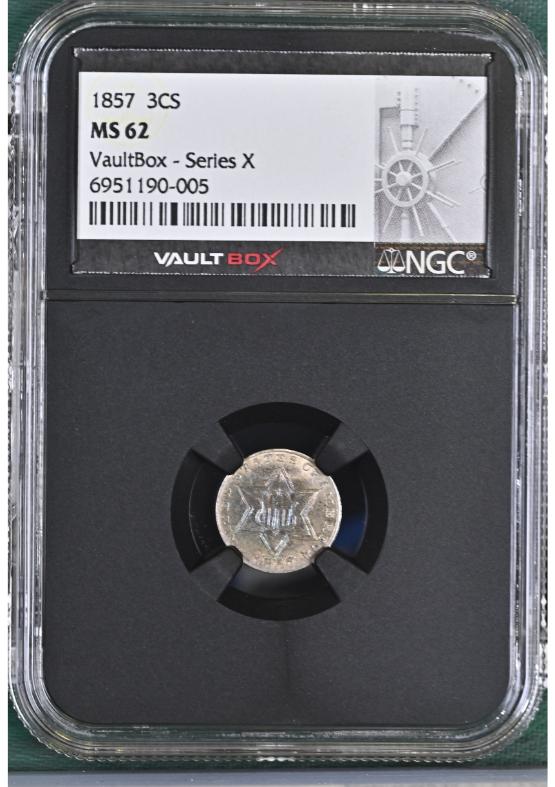 1857 3CS NGC MS62 FRONT