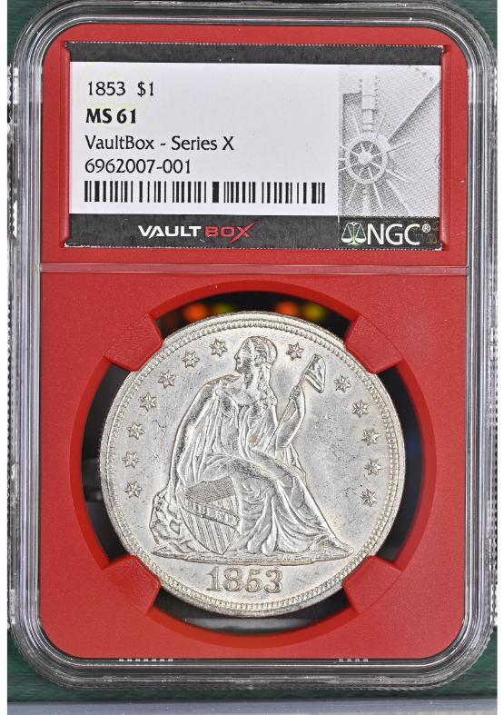 1853 $1 NGC MS61 FRONT