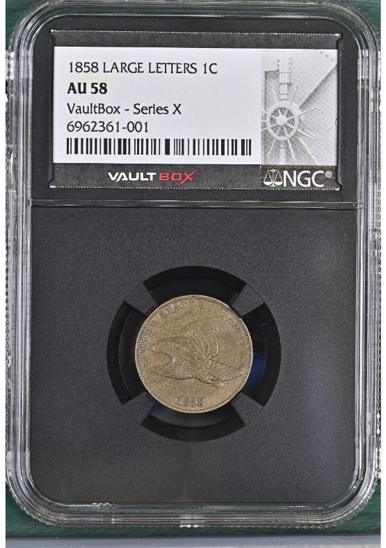 1858 LARGE LETTERS 1C NGC AU58 FRONT