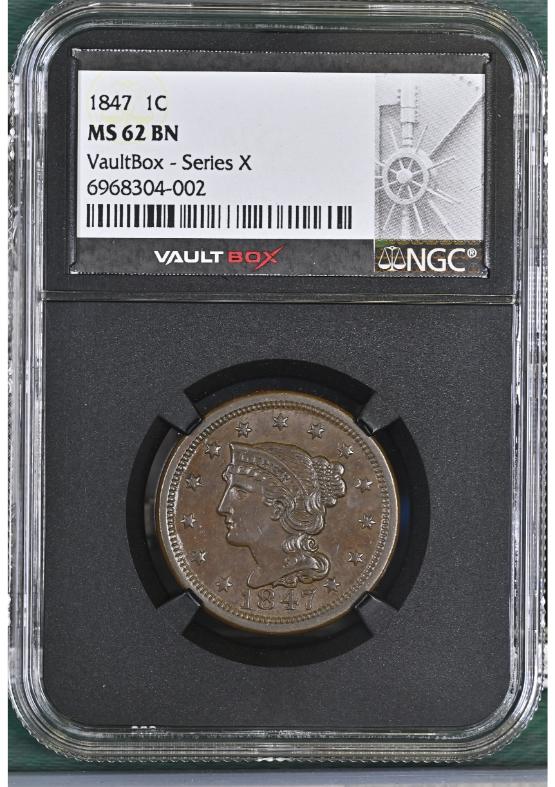 1847 1C NGC MS62BN FRONT